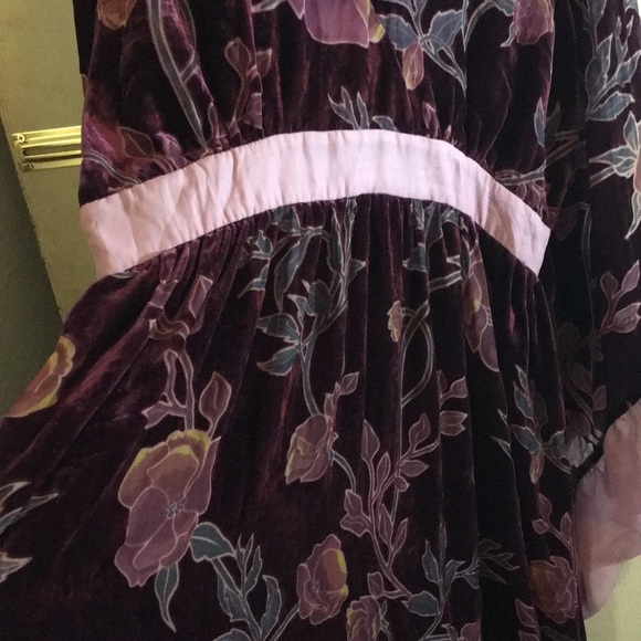 Unique Vintage Floral Velvet Maxi Dress - Picture 14 of 17